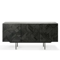 Buffet Graphic en teck verni - 3 portes