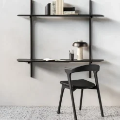 Bureau Mural PI en Acajou Vernis - 140 x 48 x 126 cm