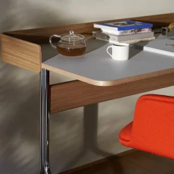 Bureau Pavilion AV17 Linoleum Mushroom 4176 - Chêne / Pieds Chrome