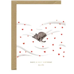 Carte d'anniversaire Gold Cosy Cat
