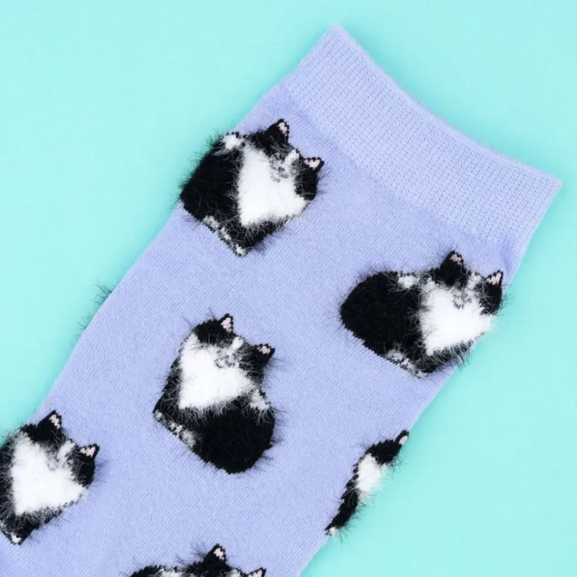 Chaussettes Chat Noir u0026 Blanc - Violet