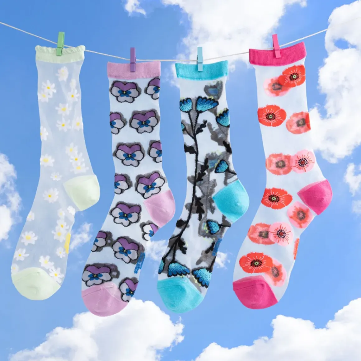 Chaussettes Transparentes 35/40 - Pâquerettes
