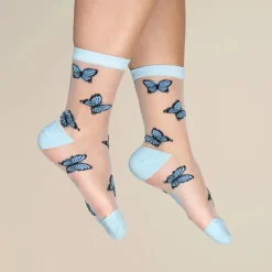 Chaussettes Transparentes Papillon - Bleu