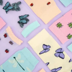 Chaussettes Transparentes Papillon - Bleu