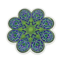 Dessous de Plat Fleur en Céramique - Bleu et Vert