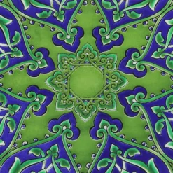Dessous de Plat Fleur en Céramique - Bleu et Vert