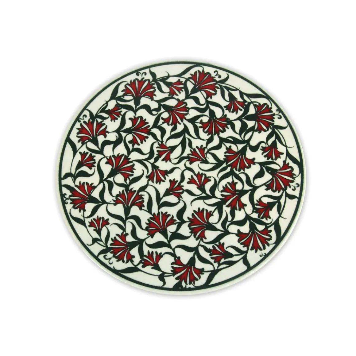 Dessous De Plat Rond Céramique - Vert et Rouge