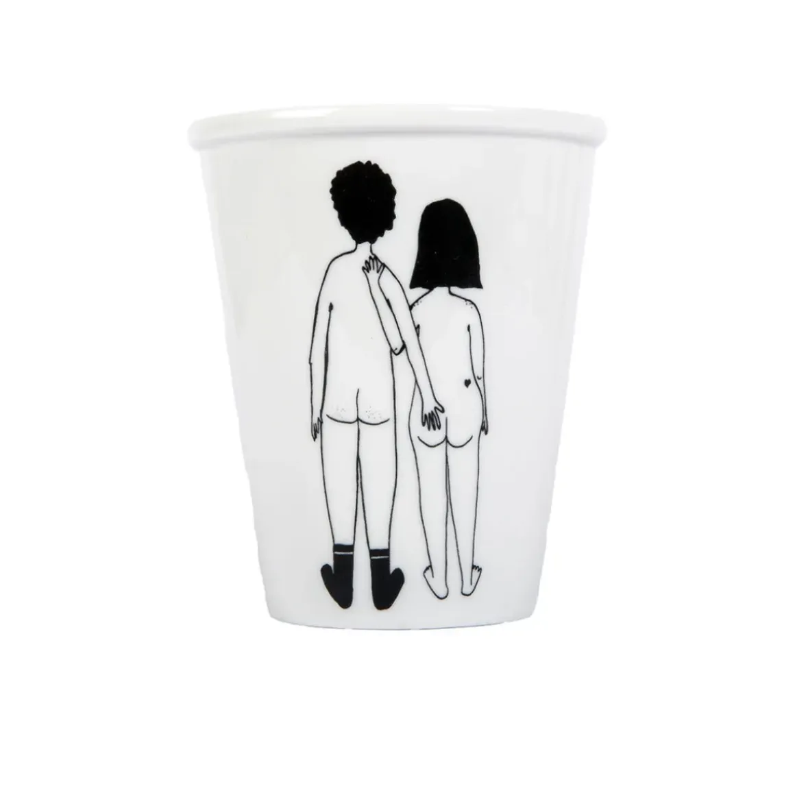 Gobelet couple nu de dos en porcelaine
