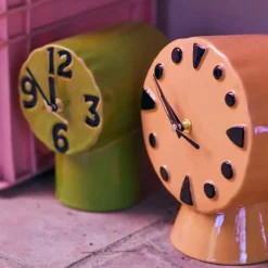 Horloge Rétro en céramique - h 20,8 cm - Pêche