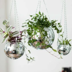 Jardinière suspendue Disco Ball - Argent
