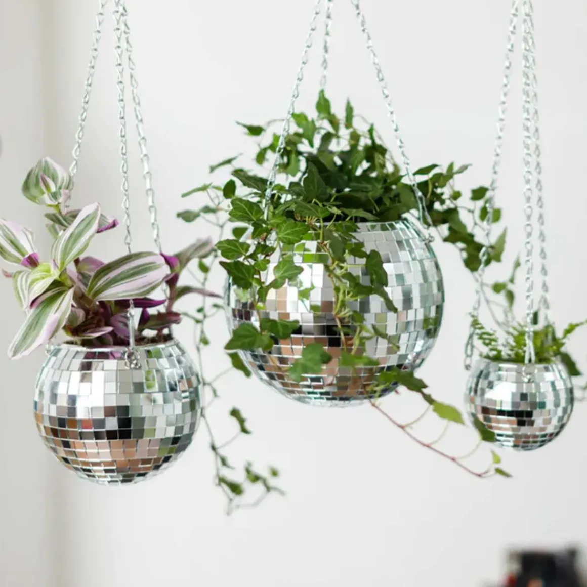 Jardinière suspendue Disco Ball - Argent