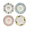 Lot de 4 Assiettes à pain / Dessous-de-verre Heart - Multi - Ø 15 cm