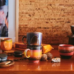 Lot de 4 Tasses à Cafe Brésil en Céramique 70'S - 10.8 x 7.5 x 8 cm
