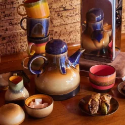 Lot de 4 Tasses à Cafe Brésil en Céramique 70'S - 10.8 x 7.5 x 8 cm