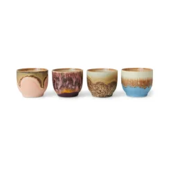 Lot de 4 Tasses à Cafe Lagoon en Céramique 70'S - 8 x 7 cm