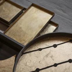Plateau en verre et feuille d'or Brown Dots - Ø 48 cm
