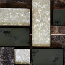 Plateau miroir vieilli carré - Charbon - 37 x 37 cm