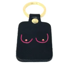 Porte-clés Boobs en cuir - Noir
