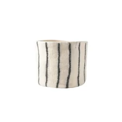 Pot de fleurs en laine - Rayures Noires