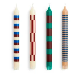 Set de 4 Bougies Pattern - Vert/Bleu/Marron