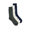 Set de 3 chaussettes Skieur - Marine Vert - 43/45