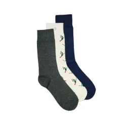 Set de 3 chaussettes Skieur - Marine Vert - 43/45