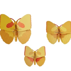 Set De 3 Décorations Murale Yellow Butterflies