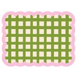 Set de table Biscotti à Carreaux - 38 cm x 48 cm - Kaki u0026 Rose