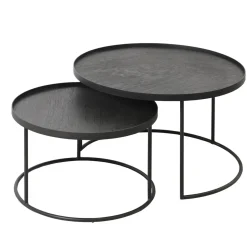 Set de 2 Tables basses pour plateaux ronds - Ø 62 cm u0026 Ø 49 cm