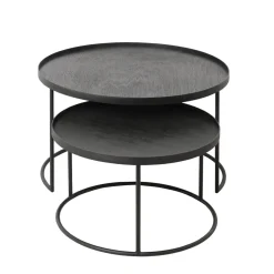 Set de 2 Tables basses pour plateaux ronds - Ø 62 cm u0026 Ø 49 cm