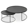 Set de 2 tables basses pour plateaux ronds en métal noir - Ø 62 cm u0026 Ø 93 cm
