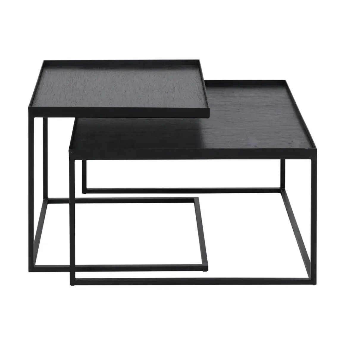 Set de 2 tables à plateau Square en métal et bois - L 39 / 52 cm