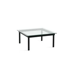 Table basse Kofi Chêne Massif Noir u0026 Verre Clair - l 80 x L 80 x h 36 cm