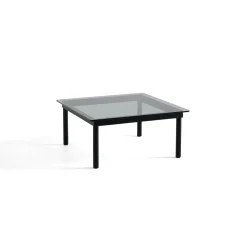 Table basse Kofi Chêne Massif Noir u0026 Verre Teinté Gris - l 80 x L 80 x h 36 cm