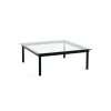 Table basse Kofi Chêne Massif Noir u0026 Verre Clair - l 100 x L 100 x h 36 cm