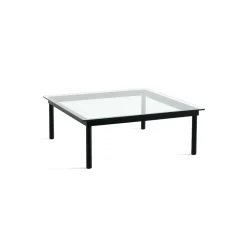 Table basse Kofi Chêne Massif Noir u0026 Verre Clair - l 100 x L 100 x h 36 cm