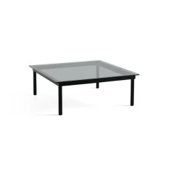 Table basse Kofi Chêne Massif Noir u0026 Verre Teinté Gris - l 100 x L 100 x h 36 cm