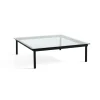Table basse Kofi Chêne Massif Noir u0026 Verre Clair - l 120 x L 120 x h 36 cm