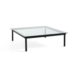 Table basse Kofi Chêne Massif Noir u0026 Verre Clair - l 120 x L 120 x h 36 cm