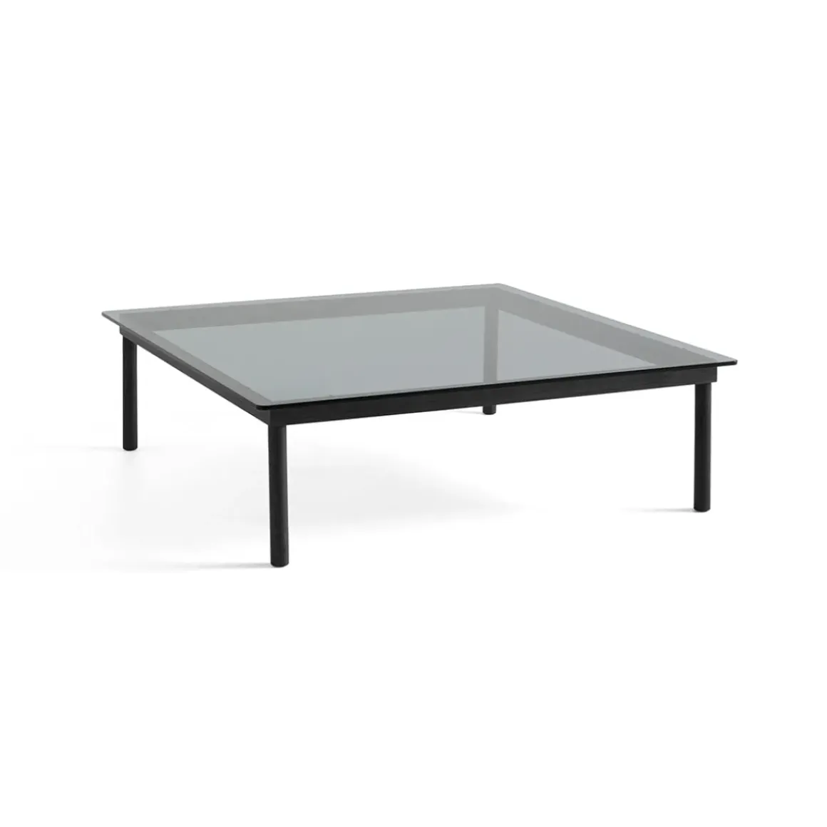 Table basse Kofi Chêne Massif Noir u0026 Verre Teinté Gris - l 120 x L 120 x h 36 cm