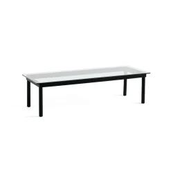 Table basse Kofi Chêne Massif Noir u0026 Verre Clair - l 140 x L 50 x h 36 cm