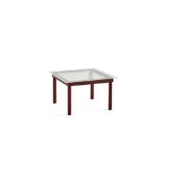 Table basse Kofi Chêne Massif Rouge Grange u0026 Verre Roseau Transparent - l 60 x L 60 x h 36 cm