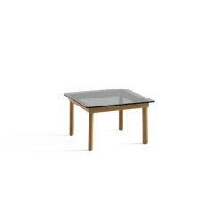 Table basse Kofi Chêne Massif u0026 Verre Teinté Gris - l 60 x L 60 x h 36 cm