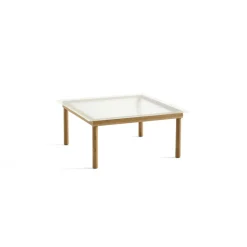 Table basse Kofi Chêne Massif u0026 Verre Roseau Transparent - l 80 x L 80 x h 36 cm
