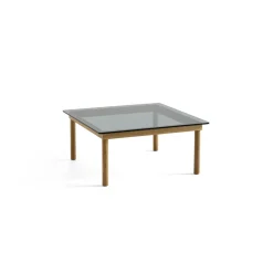 Table basse Kofi Chêne Massif u0026 Verre Teinté Gris - l 80 x L 80 x h 36 cm