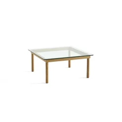 Table basse Kofi Chêne Massif u0026 Verre Clair - l 80 x L 80 x h 36 cm