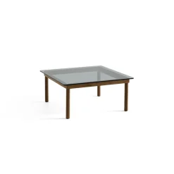 Table basse Kofi Noyer Massif u0026 Verre Teinté Gris - l 80 x L 80 x h 36 cm