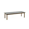 Table basse Kofi Noyer Massif u0026 Verre Teinté Gris - l 140 x L 50 x h 36 cm