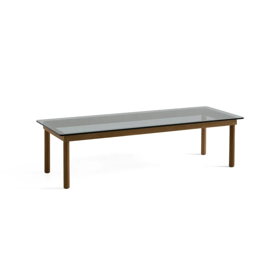 Table basse Kofi Noyer Massif u0026 Verre Teinté Gris - l 140 x L 50 x h 36 cm
