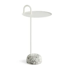 Table d'appoint Bowler en acier et granit - Blanc crème
